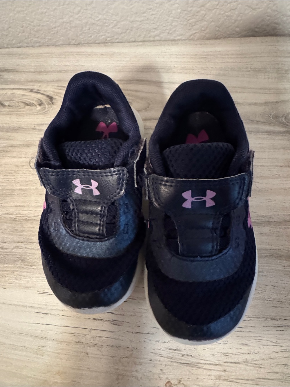 Under Armour Kids Navy Sneakers with Pink Logo Accents